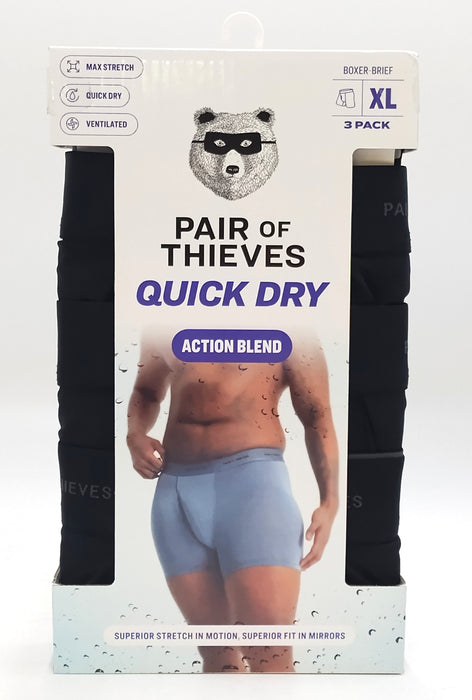 Pair of Thieves Men's Quick Dry Boxer Briefs 3pk - Black XL