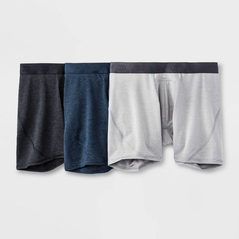 Men's All Day Active 3pk Boxer Briefs - All In Motion Black/Gray/Blue XL