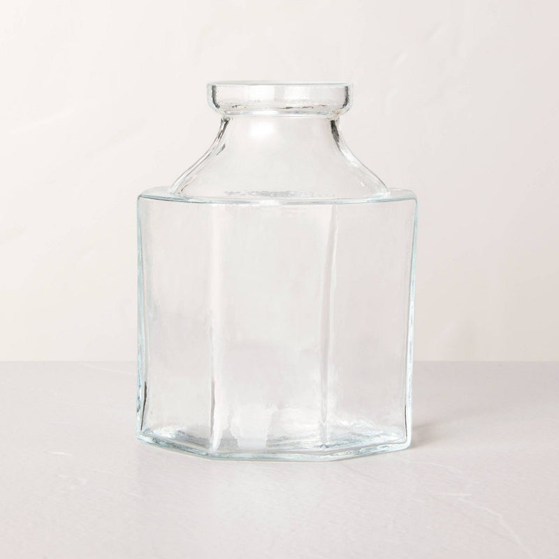 Small Octagonal Clear Glass Bottle Vase - Hearth & Hand with Magnolia