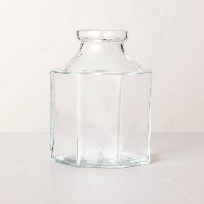 Small Octagonal Clear Glass Bottle Vase - Hearth & Hand with Magnolia