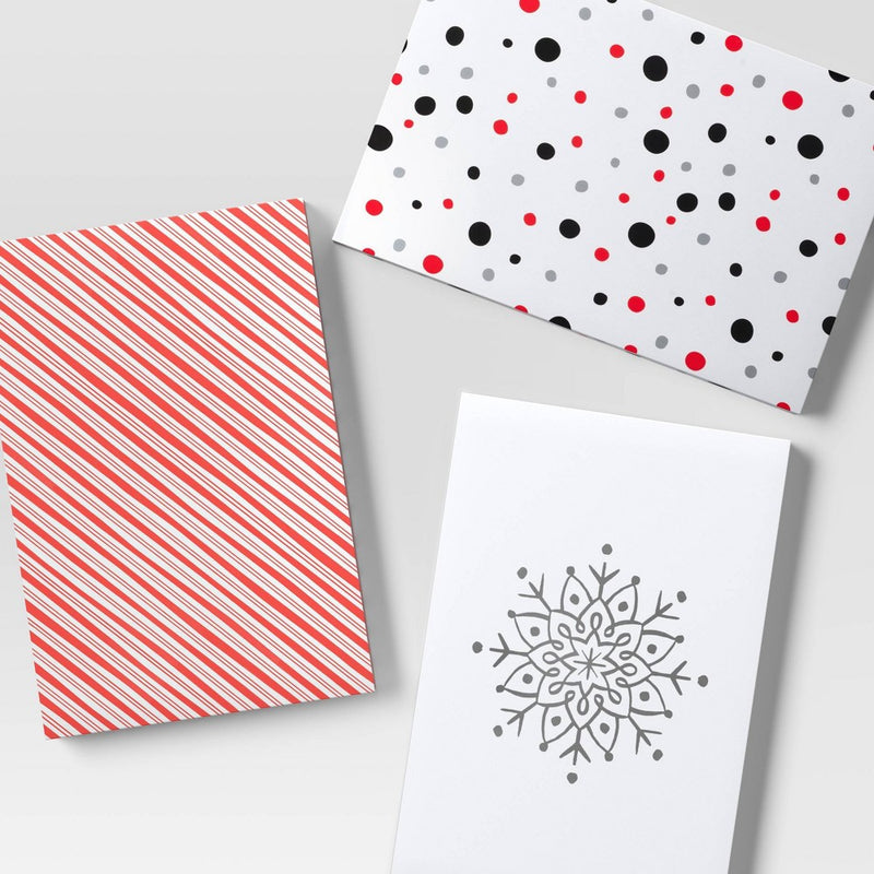 3ct 9.5"x2" Festive Print Christmas Shirt Gift Box Red/White - Wondershop