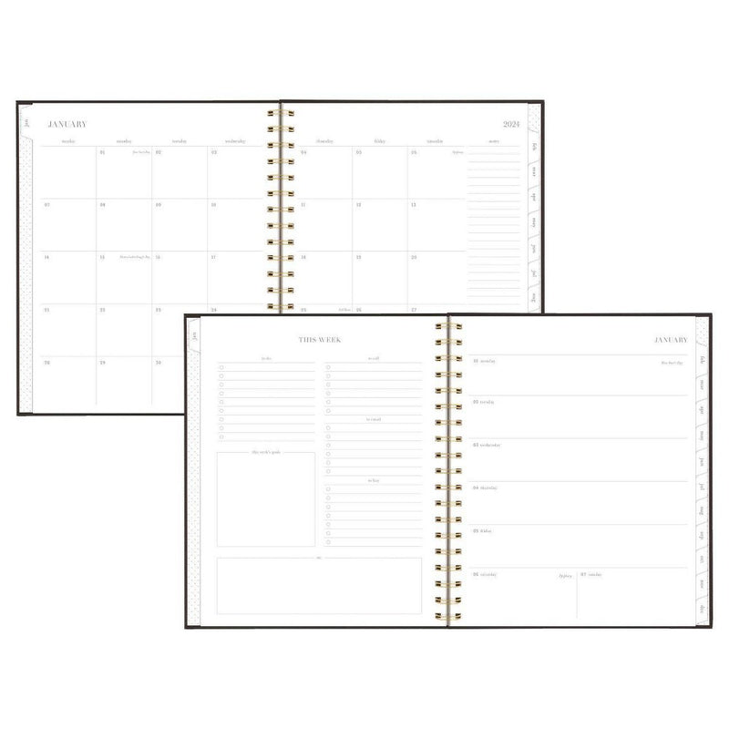 Sugar Paper Essentials 2024-25 Weekly/Monthly Planner 10.25"x8.875" Black and Gold