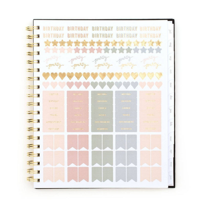 Sugar Paper Essentials 2024-25 Weekly/Monthly Planner 10.25"x8.875" Black and Gold