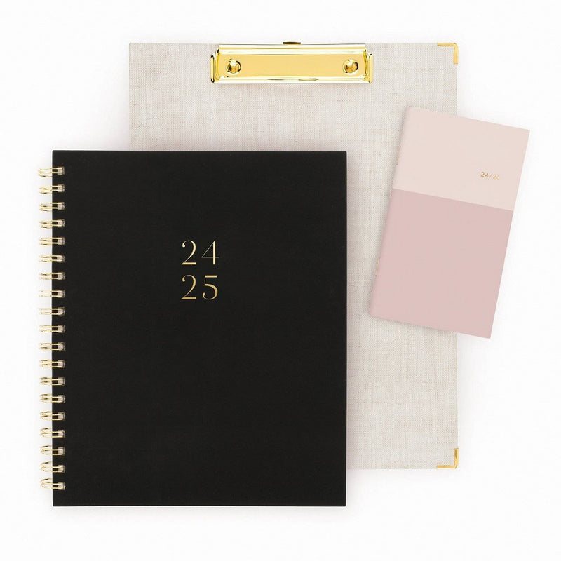 Sugar Paper Essentials 2024-25 Weekly/Monthly Planner 10.25"x8.875" Black and Gold