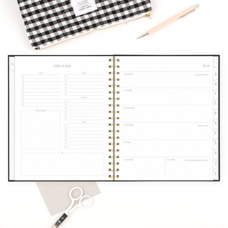 Sugar Paper Essentials 2024-25 Weekly/Monthly Planner 10.25"x8.875" Black and Gold