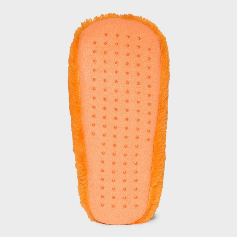 Women's Pumpkin Glitter Embroidered Halloween Faux Fur Pull-On Slipper Socks with Grippers - Hyde & EEK! Boutique Orange/Black M/L