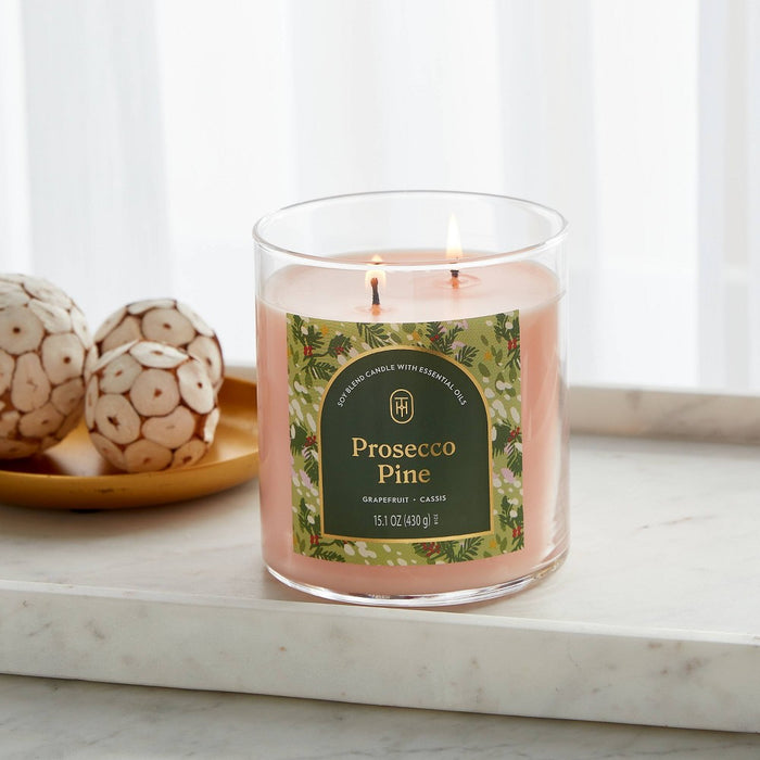 2-Wick Lidded Glass Prosecco Pine Jar Candle 15.1oz - Threshold