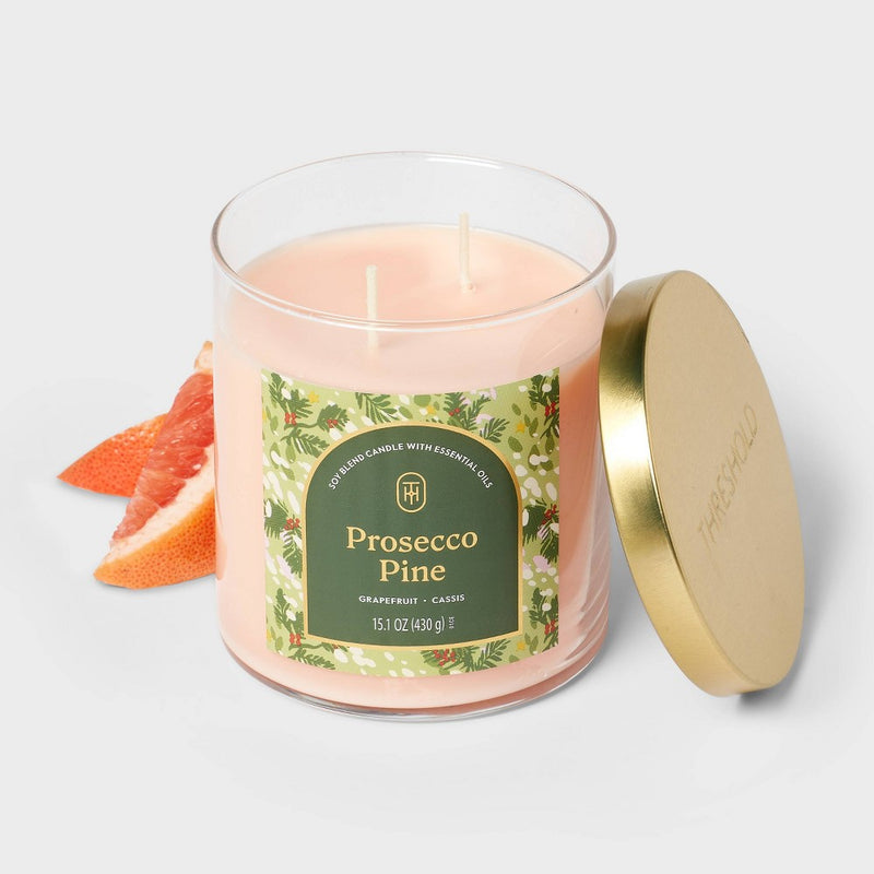 2-Wick Lidded Glass Prosecco Pine Jar Candle 15.1oz - Threshold