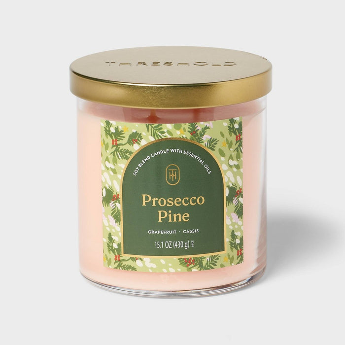 2-Wick Lidded Glass Prosecco Pine Jar Candle 15.1oz - Threshold