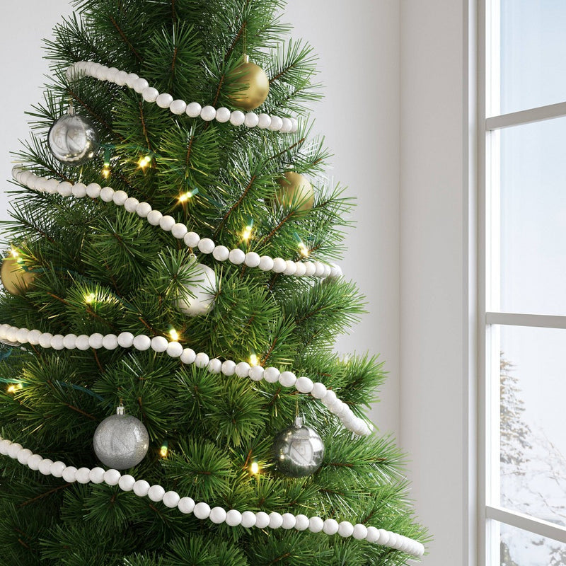 18' Wood Bead Christmas Decorative Wall Garland White - Wondershop