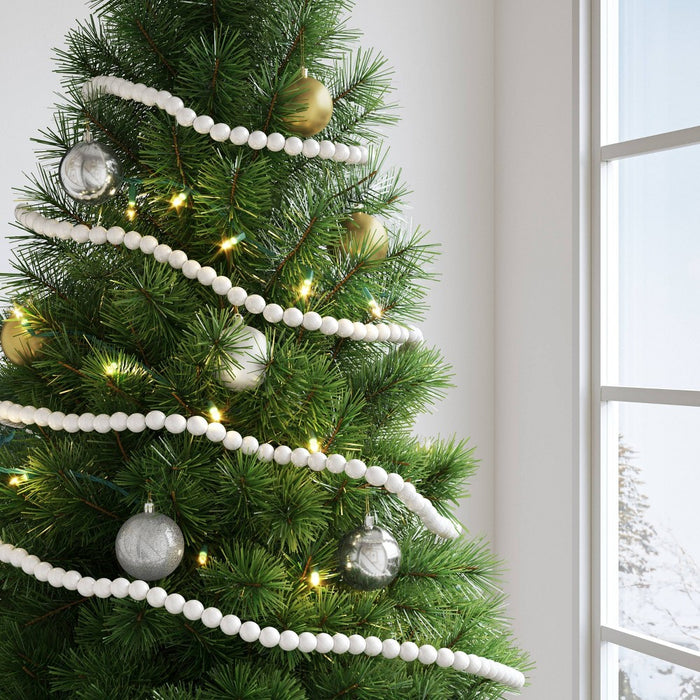 18' Wood Bead Christmas Decorative Wall Garland White - Wondershop