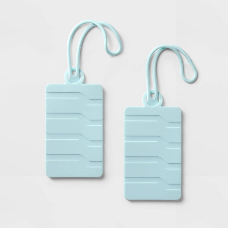 2pk Silicone Luggage Tag Muddy Aqua - Open Story?