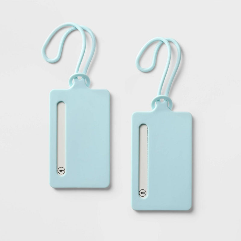 2pk Silicone Luggage Tag Muddy Aqua - Open Story?