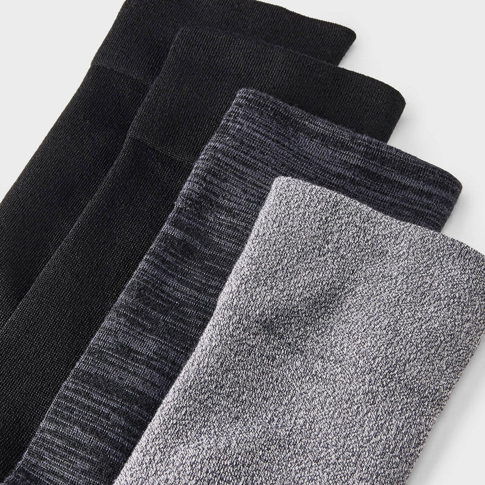 Women's Ultra Smooth Supersoft Fine Gauge Knit 4pk Crew Socks - Auden Black/Gray 4-10
