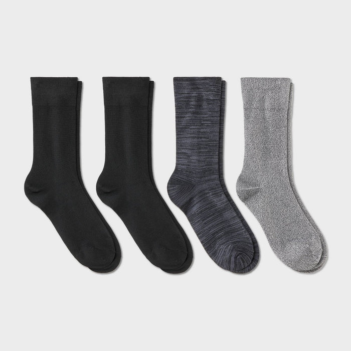Women's Ultra Smooth Supersoft Fine Gauge Knit 4pk Crew Socks - Auden Black/Gray 4-10