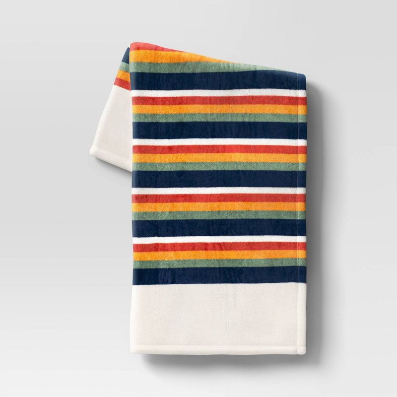 Vintage Striped Printed Plush Throw Blanket - Room Essentials: Cozy, Machine Washable, 50x70 inches