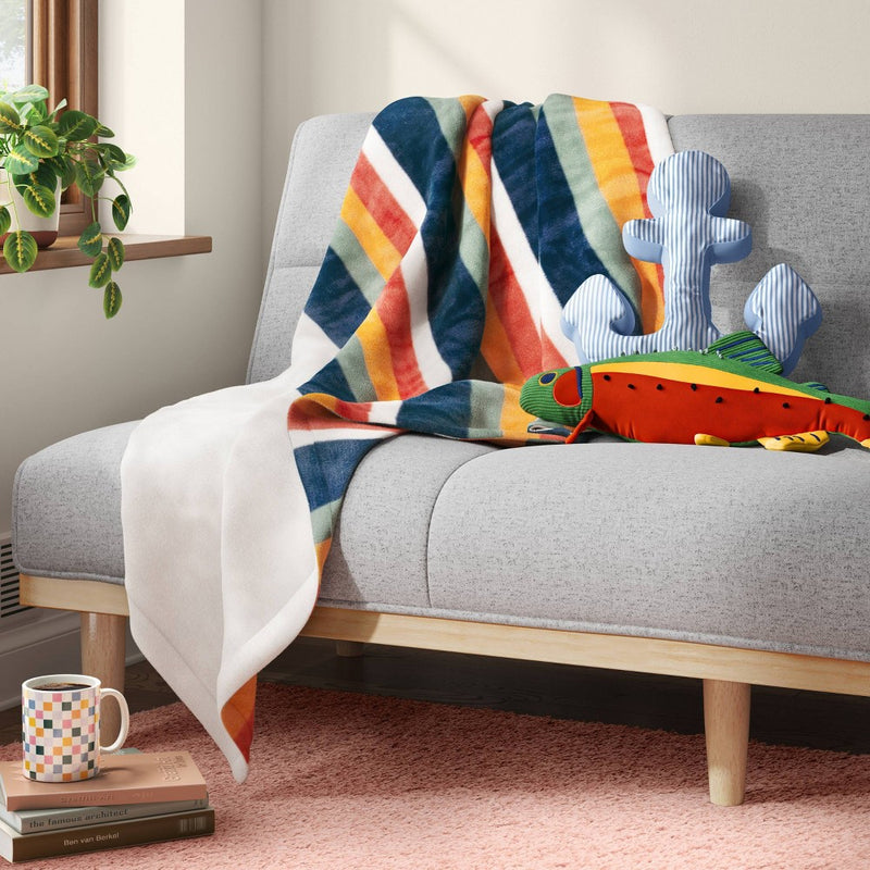 Vintage Striped Printed Plush Throw Blanket - Room Essentials: Cozy, Machine Washable, 50x70 inches