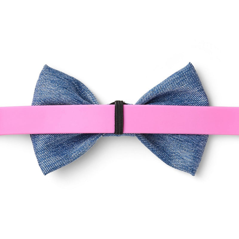 Dog and Cat Bowtie Set - Squares/Blue Twill - The Cuddle Collab with Zelda, Titus & Brave