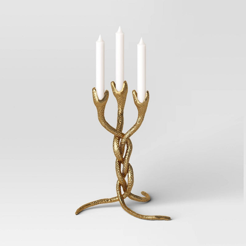 Snake Candelabra Taper Candle Holder Aluminum Gold - Threshold