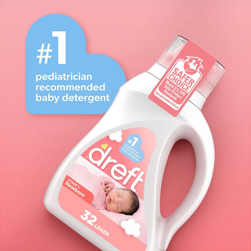 Dreft Stage 1: Newborn HE Compatible Hypoallergenic Baby Liquid Laundry Detergent - 105 fl oz