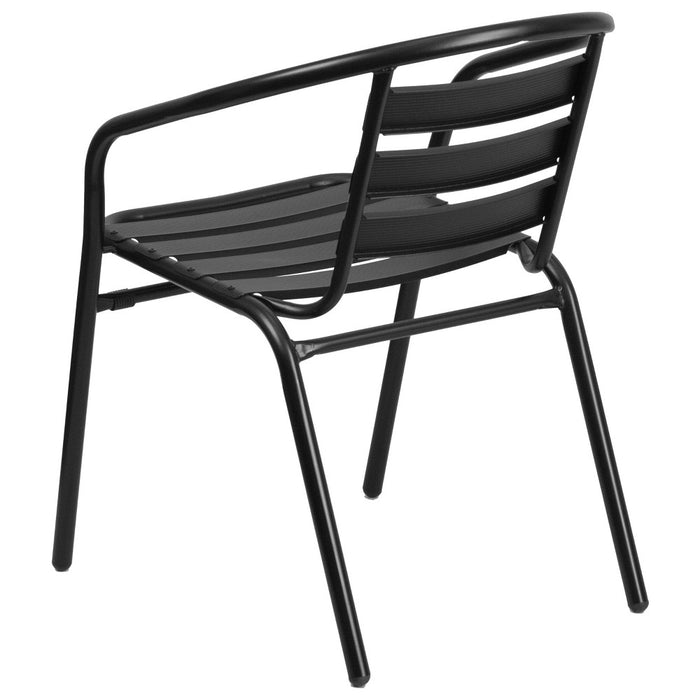 Flash Furniture Black Metal Restaurant Stack Chair with Aluminum Slats (LOCAL PICKUP ONLY)
