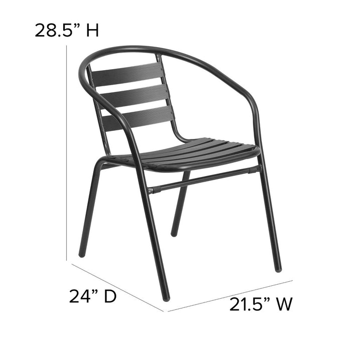 Flash Furniture Black Metal Restaurant Stack Chair with Aluminum Slats (LOCAL PICKUP ONLY)
