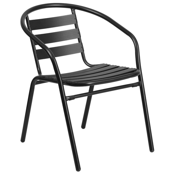Flash Furniture Black Metal Restaurant Stack Chair with Aluminum Slats (LOCAL PICKUP ONLY)