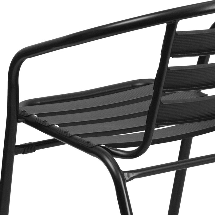 Flash Furniture Black Metal Restaurant Stack Chair with Aluminum Slats (LOCAL PICKUP ONLY)