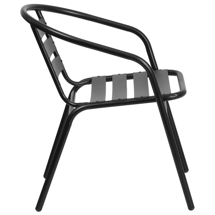 Flash Furniture Black Metal Restaurant Stack Chair with Aluminum Slats (LOCAL PICKUP ONLY)