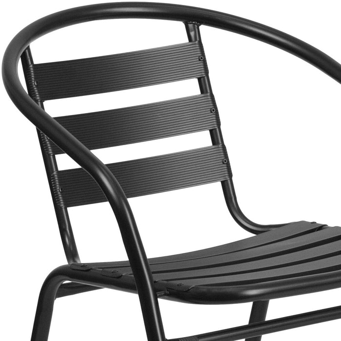 Flash Furniture Black Metal Restaurant Stack Chair with Aluminum Slats (LOCAL PICKUP ONLY)