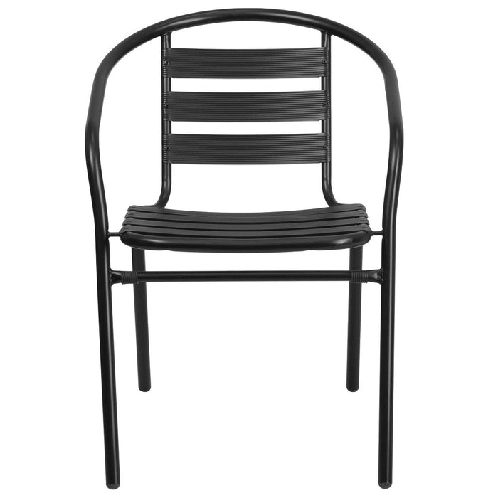 Flash Furniture Black Metal Restaurant Stack Chair with Aluminum Slats (LOCAL PICKUP ONLY)