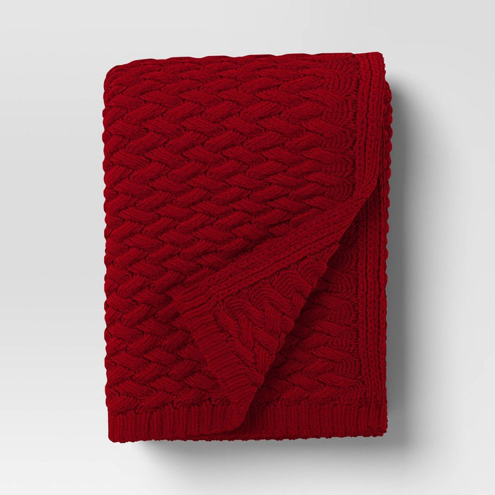 Chenille knit Throw Blanket Red - Threshold
