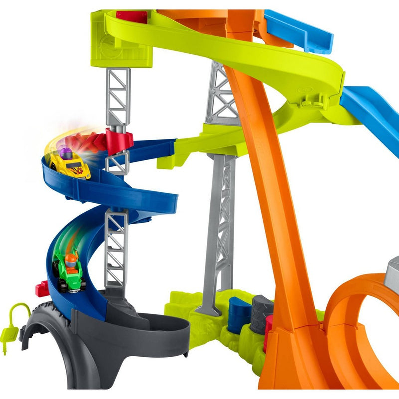 Fisher-Price Little People Hot Wheels Spiral Stunt Speedway Toddler Race Track Playset 2 Toy Cars (LOCAL PICKUP ONLY)
