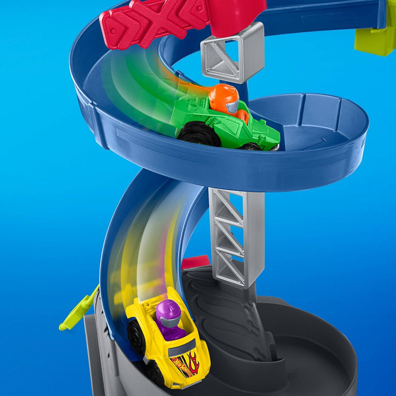 Fisher-Price Little People Hot Wheels Spiral Stunt Speedway Toddler Race Track Playset 2 Toy Cars (LOCAL PICKUP ONLY)
