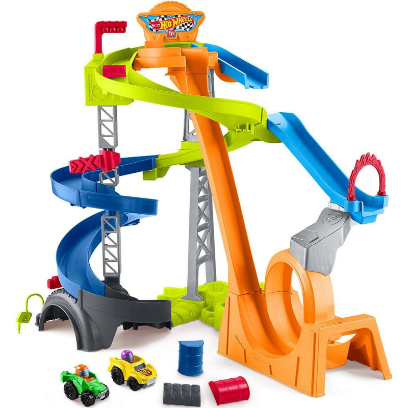 Fisher-Price Little People Hot Wheels Spiral Stunt Speedway Toddler Race Track Playset 2 Toy Cars (LOCAL PICKUP ONLY)