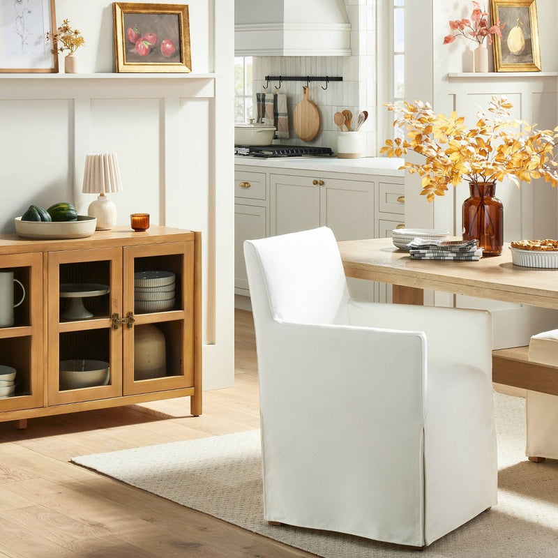 Canvas Slipcover Dining Chair - Cream - Hearth & Hand with Magnolia: Upholstered Armchair with Removable Cover (LOCAL PICKUP ONLY)