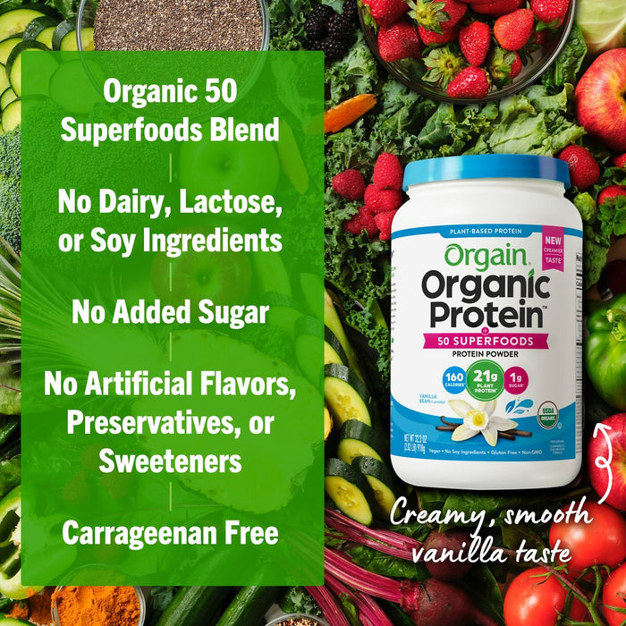 Orgain Organic Protein + Superfoods Vegan Plant Based Powder - Vanilla Bean - 32.3oz