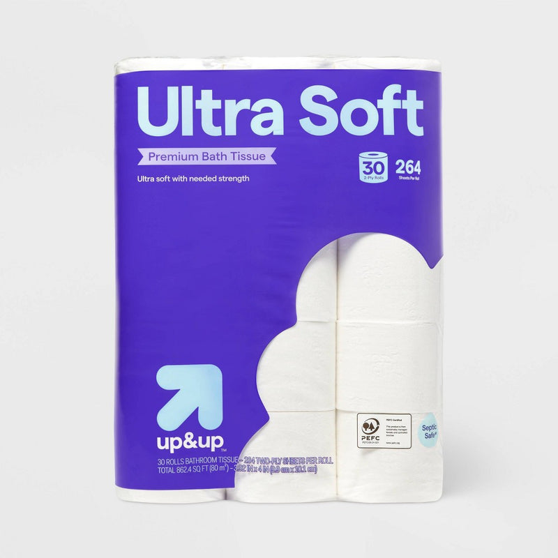 Premium Ultra Soft Toilet Paper - 30 Rolls - up&up