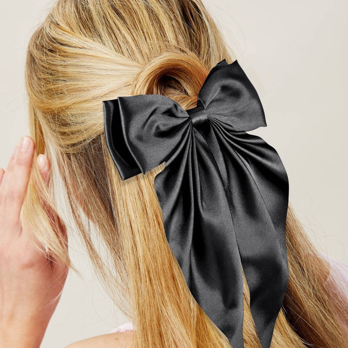 scunci Elite Large Bow Barrette Hair Clip - Black