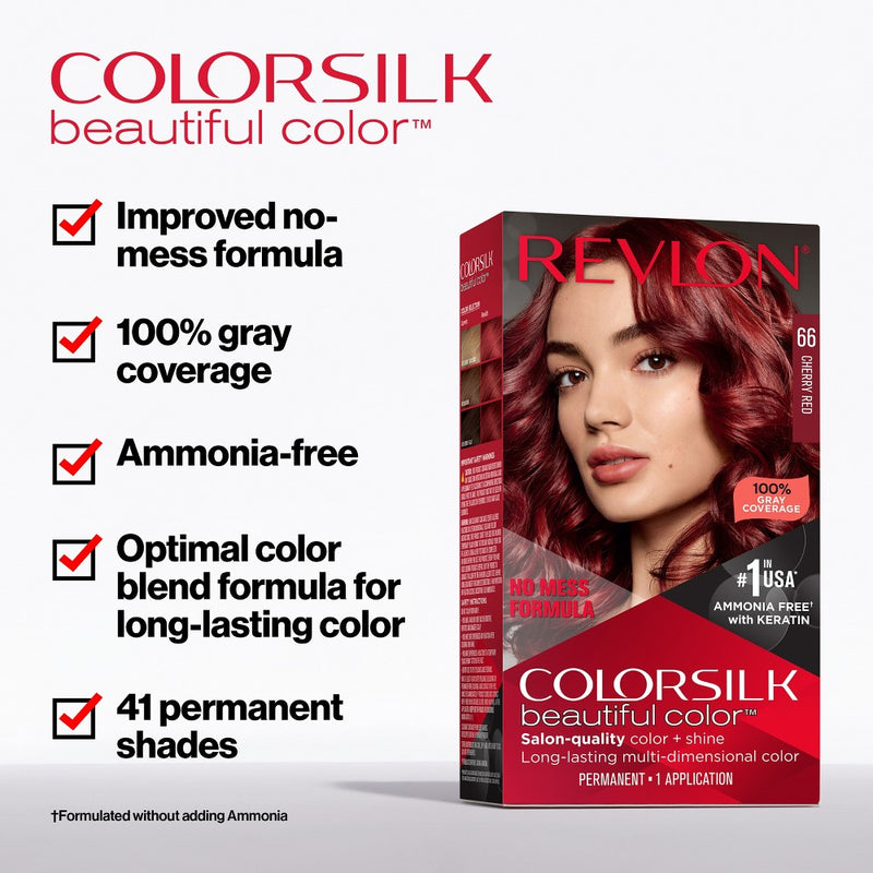 Revlon ColorSilk Beautiful Color 100% Gray Coverage Ammonia-Free Permanent Hair Color - 030 Dark Brown - 4.4 fl oz
