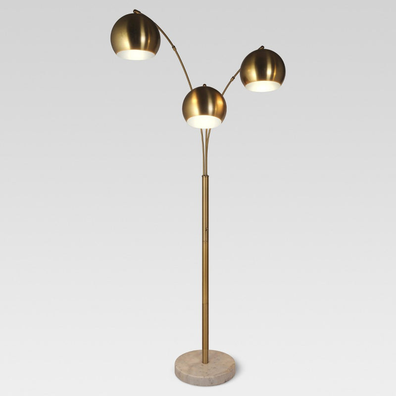 Globe Multi 3-Head Floor Lamp Gold Metal/Marble (Includes LED Light Bulb) - Project 62 (LOCAL PICKUP ONLY)