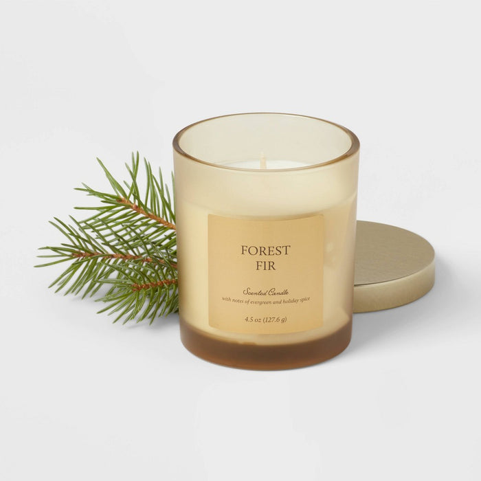 4.5oz Glass Forest Fir Candle Gold - Threshold
