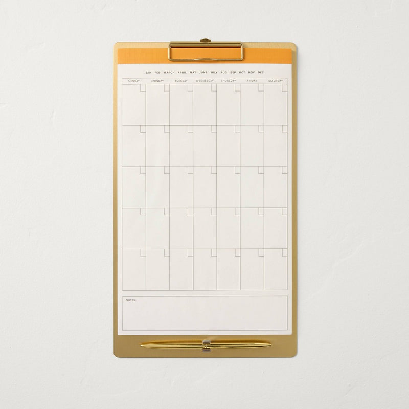 9"x15" Brass Clipboard Calendar (Undated) - Hearth & Hand with Magnolia