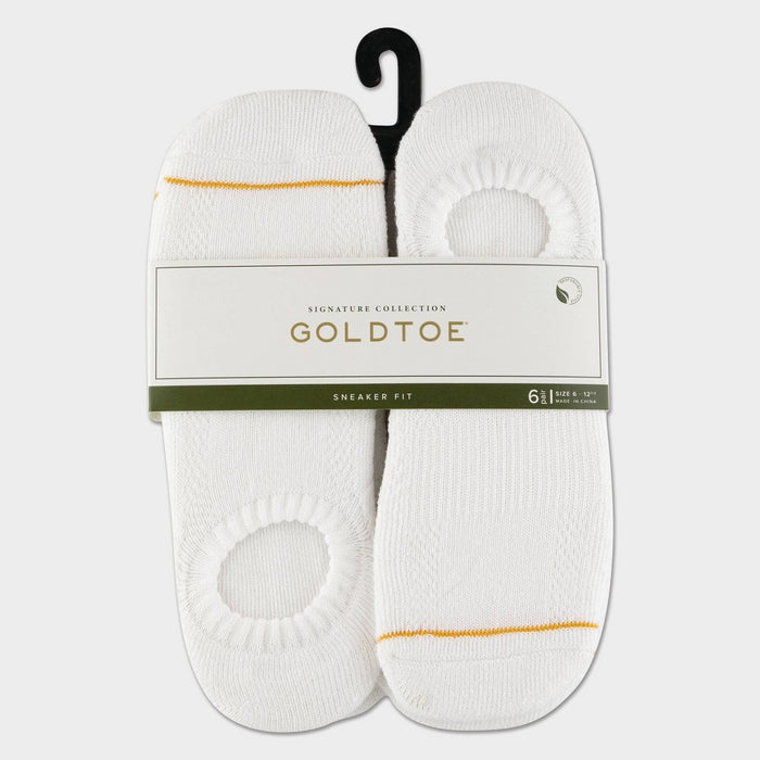 Signature Gold by GOLDTOE Men's Modern Essential Sneaker Socks 6pk - White 6-12.5