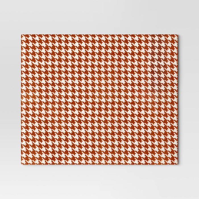 Printed Plush Houndstooth Throw with Faux Shearling Reverse Soft Orange/Cream - Threshold