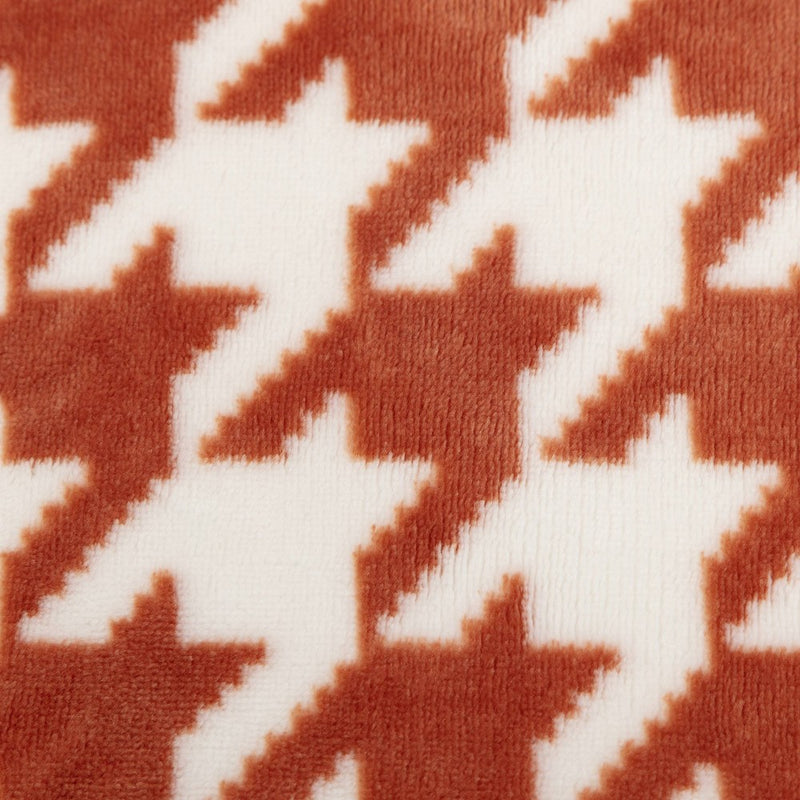 Printed Plush Houndstooth Throw with Faux Shearling Reverse Soft Orange/Cream - Threshold