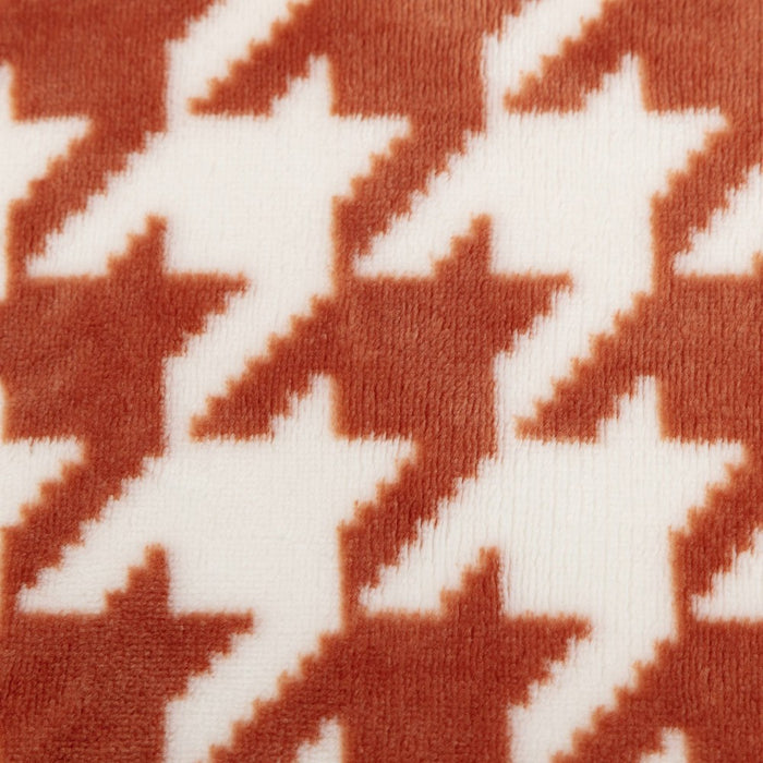 Printed Plush Houndstooth Throw with Faux Shearling Reverse Soft Orange/Cream - Threshold