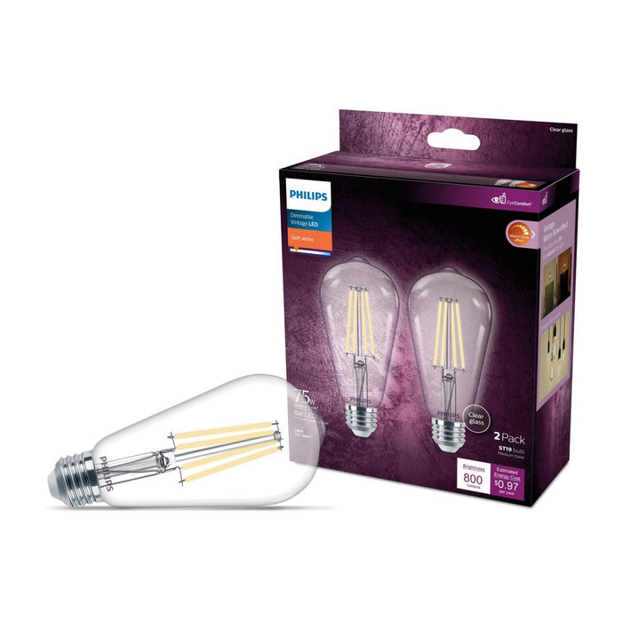 Philips LED 75W Clear Soft White ST19 2P