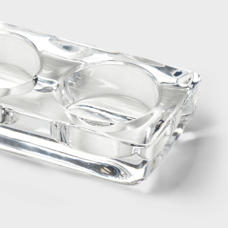 5 Candelabra Tealight Candle Holder - Room Essentials: Glass Candlestick Holders, Tabletop Decor, Fits 5 Tealights