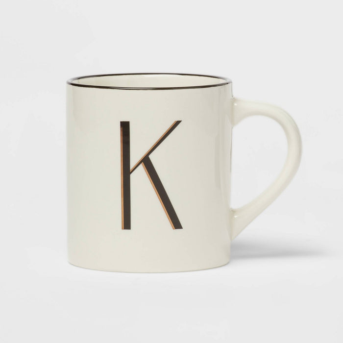 16oz Stoneware Monogram K Mug Ivory - Threshold